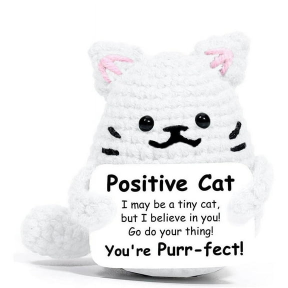 Handmade Inspirational Crochet Positive Cat, College Graduation Emotional Support Nuggets Funny Cat Lover Gifts for Women Her Men Mom Dad Fathers Day Birthday Cute Themed Decor Stuff Merch