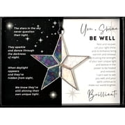 Handmade Iridescent Stained Glass Star with Be Well Message - Get Well Soon Gift for Friends/Neighbors/Coworkers/Family- After Surgery Gift- Feel Better Gift-Speedy Recovery Gift Be Well