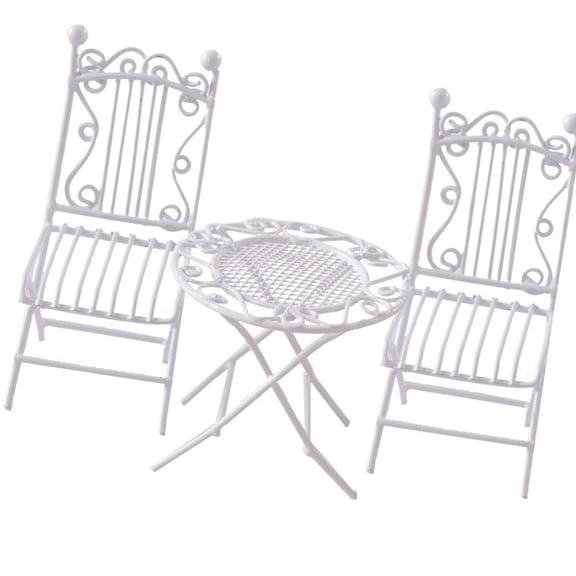 Handmade Iron Miniature Furniture Set Side Table And Chairs For 1/12 Dollhouses Model Garden Yard Scene Display Props
