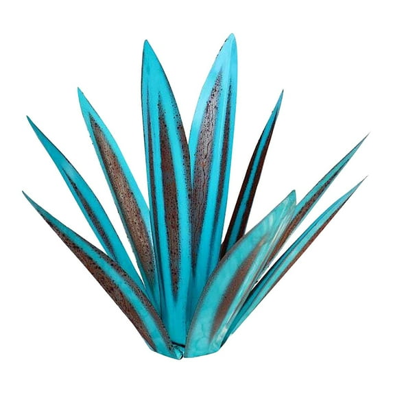 Handmade Iron Tequila Plant Sculpture Blue Highlights Unique Garden Art Outdoor Yard Decor Metal Agave Plant for Home Patio Lawn Decoration 35cm Tall