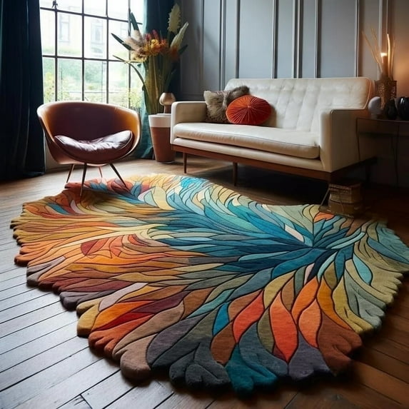 AVYAY RUGS Botanical Handmade Irregular Shape Area Rug, 6' x 8', Plush