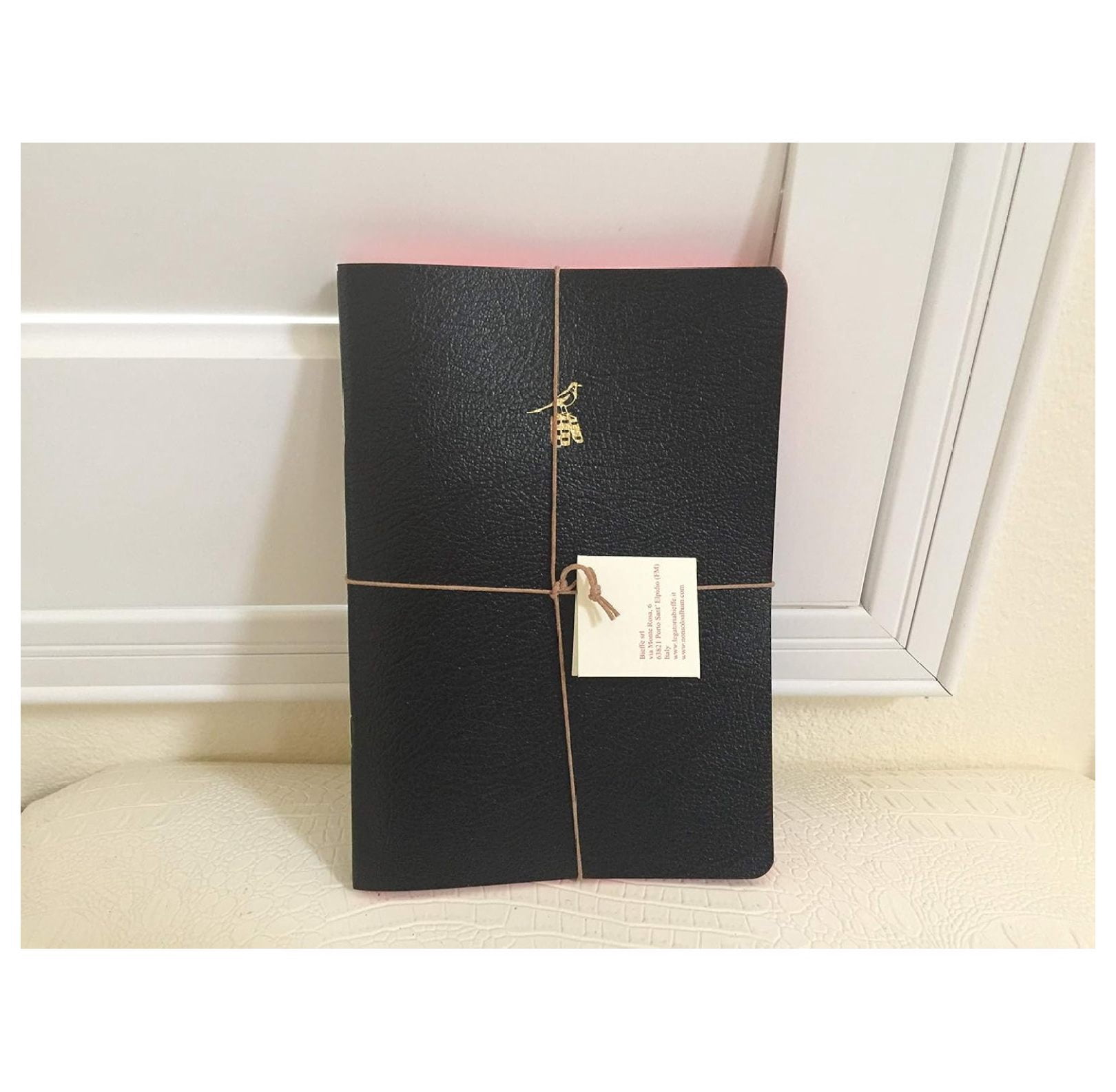 Handmade Italy Stationery Journal Set - 3 Black Lined Notebooks For Writing, Drawing, Diary (8" X 5.5")