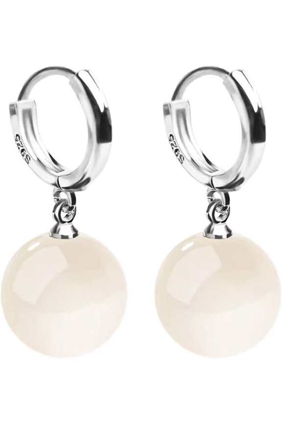 Handmade Jade Earrings Basic Gemstone Round 12MM Bead Ball Drop Dangle Earrings Rose, Style K8036