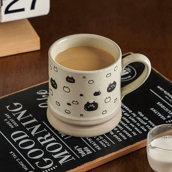Handmade Japanese Retro Ceramic Coffee Cups Set of 3 350ml Artisan Mugs for Tea Lovers, Unique Home Dining Decor Gift