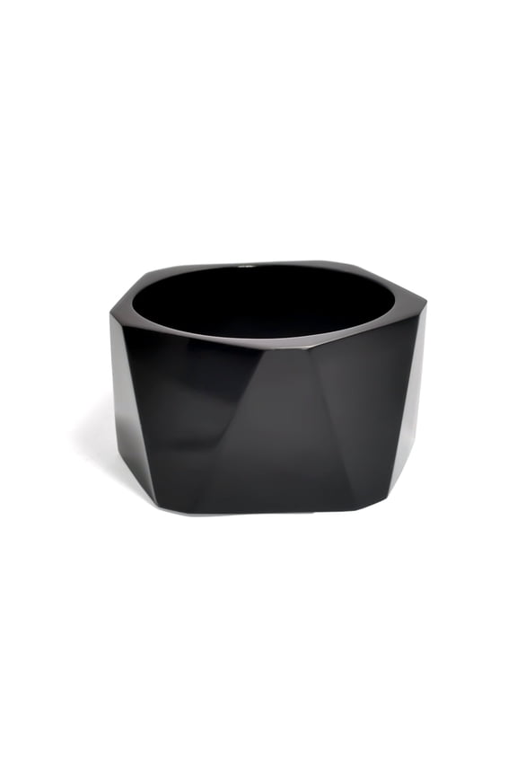 Handmade Resin Bangle Bracelet  Facets, Jet Black Geometric Bracelet, Satin Finish, Modern Minimalist Jewelry for Women