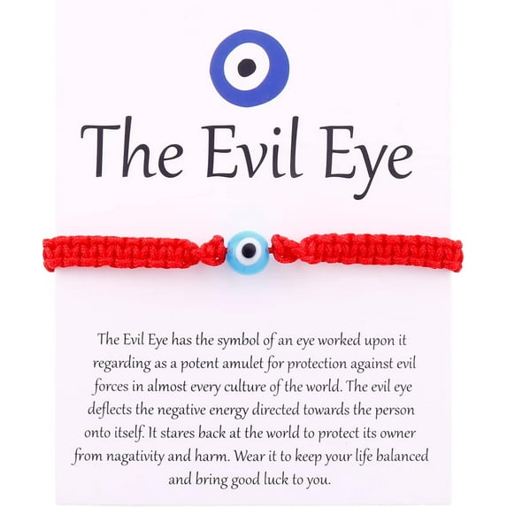 Handmade Jewelry Evil Eye Bracelets with Card,Black Red String Bracelets Kabbalah Protection Luck Amulet for Women Men Friends Pulseras Mujer