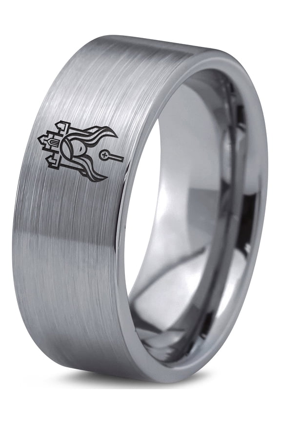 Gamer Handmade Men Gray Ring Tungsten Patterns Rare Designs Custom Gifts Mourning Jewelry