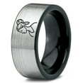 thumbnail image 1 of Mens Black Wedding Band Tungsten Gamer Handmade Jewelry Women Cool Rings Fingerprint Ring, 1 of 7
