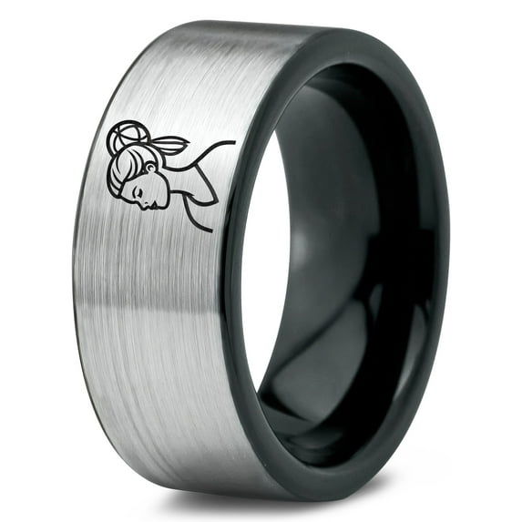 Mens Black Wedding Band Tungsten Gamer Handmade Jewelry Women Cool Rings Fingerprint Ring
