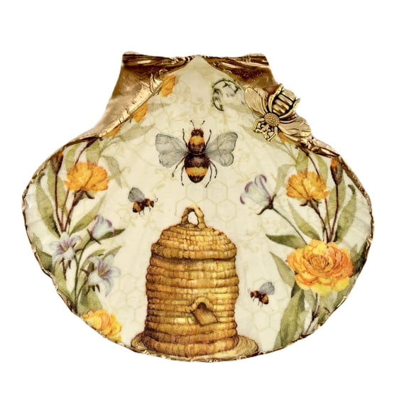 Handmade Jewelry Tray Room-Dcor Trinket for Rings/Earrings/Bracelets & Candle Holder Gifts for Women/Girls/Mom/Bride/Her Birthday Wedding Couples Stocking Stuffers Gift Box (Beehive) A101