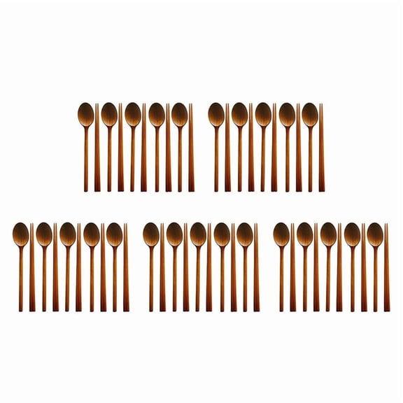 Handmade Jujube Tree Wooden Korean Dinnerware Combinations Utensil,25 Set of Spoons and Chopsticks