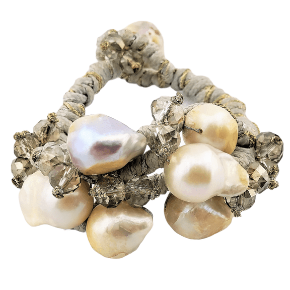 Handmade Jute Rope & 6 Baroque Pearl Boho Bracelet For Women by Isabella Jewelry