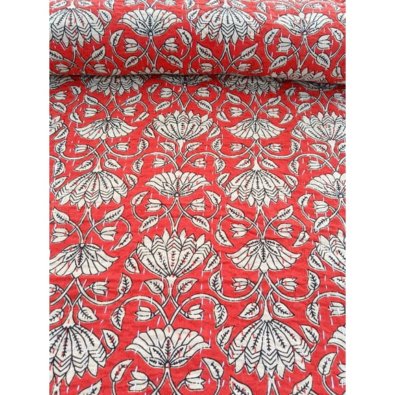 Handmade Kantha Quilt Unique Design Handmade Kantha Quilted Bedding Bedspread Handblock Print Throw Blanket Well-Looking Quilt