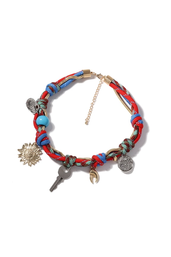 Handmade Key Sunflower Tassel Choker Necklace For Women Statement Jewelry Accessories