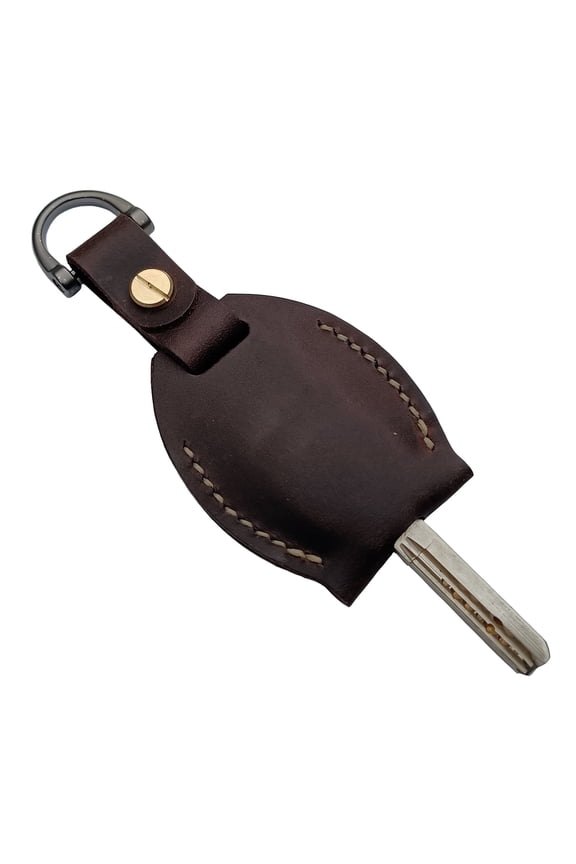 Handmade Key chain Leather Protective Key Holder Large Capacity Protective Case Key sleeve key fob case (Brown)