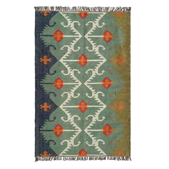 Handmade Kilim Area Rug – Flat Weave Geometric Tribal Boho Accent Rug with Fringe, Soft & Durable Floor Carpet for Living Room, Bedroom, Entryway, Dining Room, Available in Area Rug Sizes