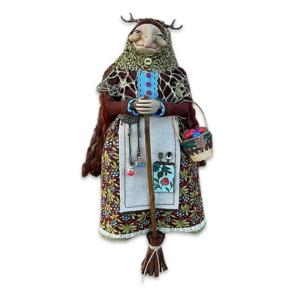 Handmade Kitchen Witch Doll - Hanging Good Luck Charm for Pantry & Cottagecore Home Decor (Wiccan-Themed Kitchen Accessory),A