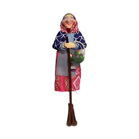 Handmade Kitchen Witch Doll - Resin Flying Witch on Broomstick Luck Charm, Hanging Door Decor for Cuisine/Home/Halloween