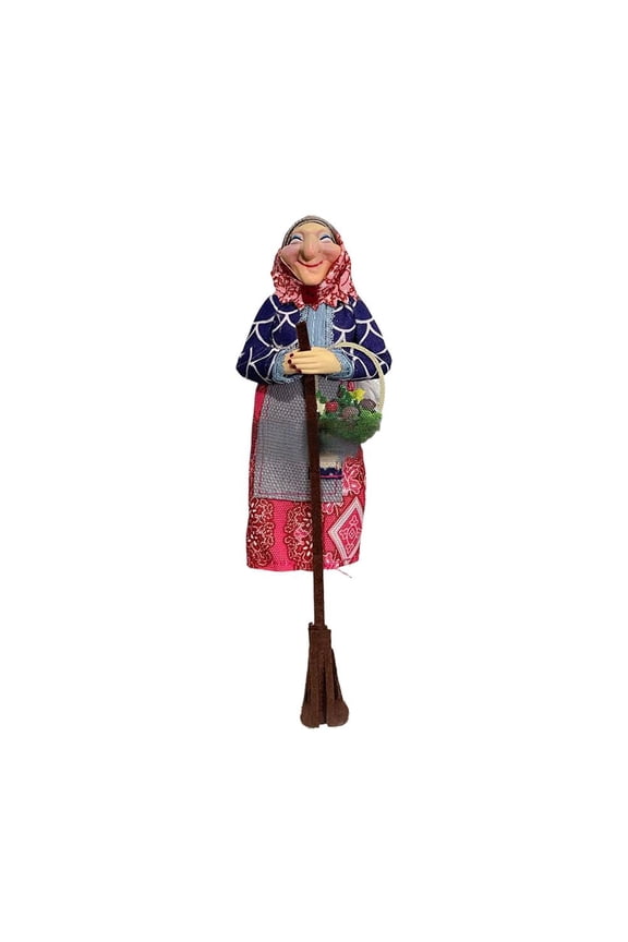 Handmade Kitchen Witch Doll - Resin Flying Witch on Broomstick Luck Charm, Hanging Door Decor for Cuisine/Home/Halloween