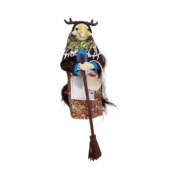 Handmade Kitchen Witch Doll - Resin Flying Witch on Broomstick Luck Charm, Hanging Door Decor for Cuisine/Home/Halloween