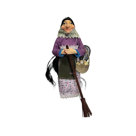 Handmade Kitchen Witch Doll - Resin Flying Witch on Broomstick Luck Charm, Hanging Door Decor for Cuisine/Home/Halloween