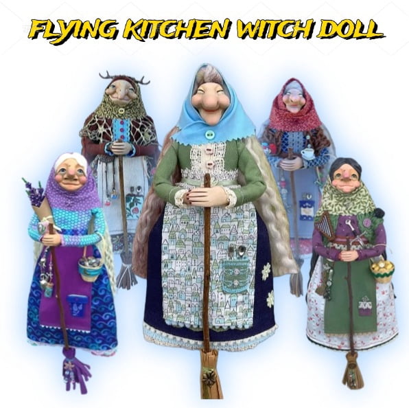 Handmade Kitchen Witch Doll for Good Luck, Kitchen Witches Hanging Doll ...