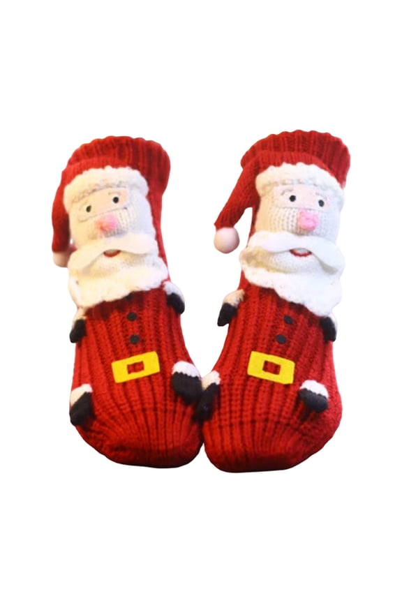 Handmade Knit Christmas Socks Warm Winter Floor Socks with Cute Animal Designs, Soft Crochet Slipper Socks for Girls & Women Holiday Gift