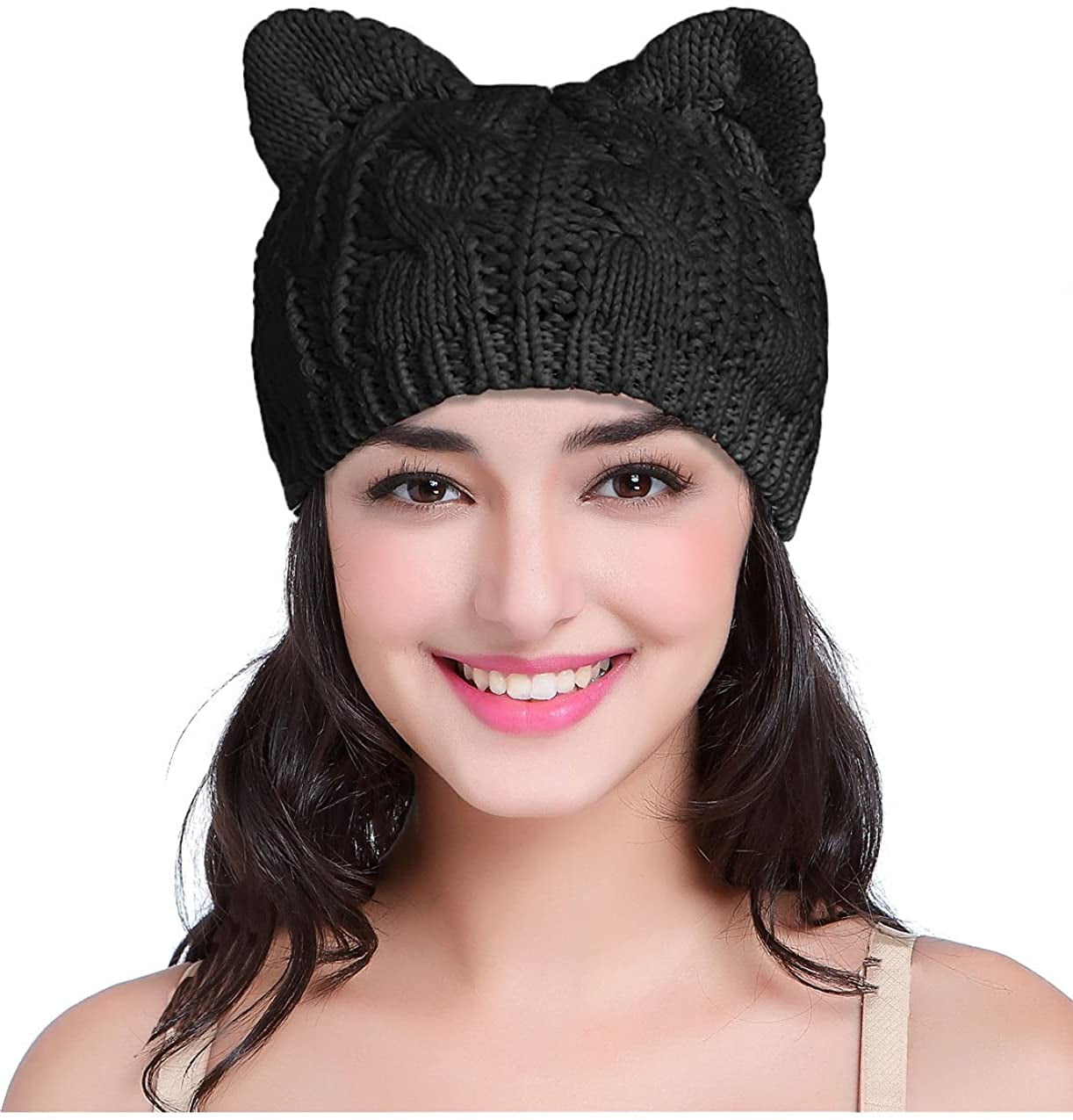 Handmade Knit Pussycat Hat Women's March Parade Cap Cat Ears