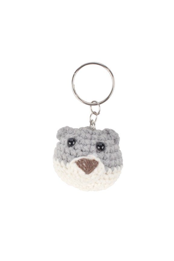 Handmade Knitted Animal Keychain - Bear - 1 Unit