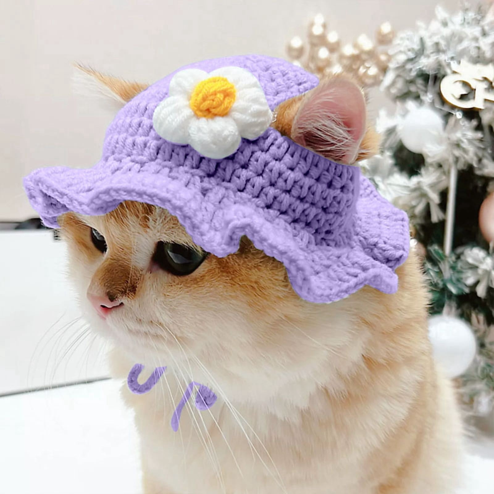 Handmade Knitted Cat Pet Hat For Cats And Dogs Cute Outfit Cartoon ...