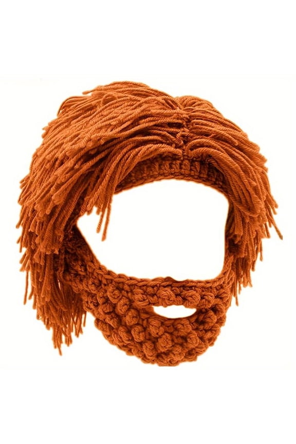 Handmade Knitted Cave Dweller Beard Hat - Winter Warm Wool Cap with Unique Personality Design - Cozy Cold Weather Accessory for Outdoor Activities