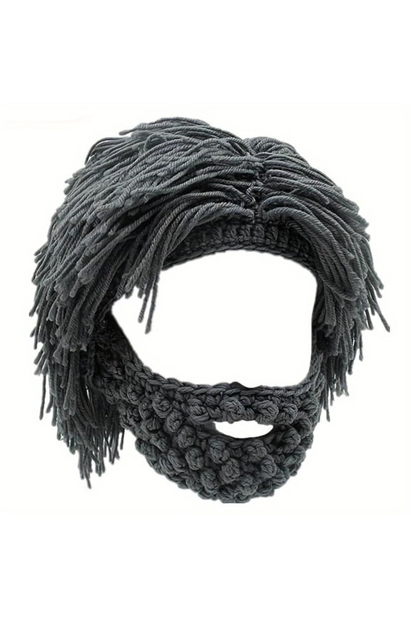Handmade Knitted Cave Dweller Beard Hat - Winter Warm Wool Cap with Unique Personality Design - Cozy Cold Weather Accessory for Outdoor Activities