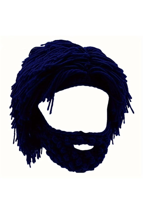 Handmade Knitted Caveman Faux Fur Wig Hat for Men Women | Warm Winter Novelty Beanie Costume Accessory