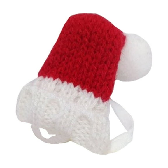Handmade Knitted Christmas Pet Hat – Santa-Themed Mini Hat for Hamsters, Snakes & Lizards, Adjustable Strap Design, Perfect Holiday Party Costume Accessory for Small Animals 1PC Red