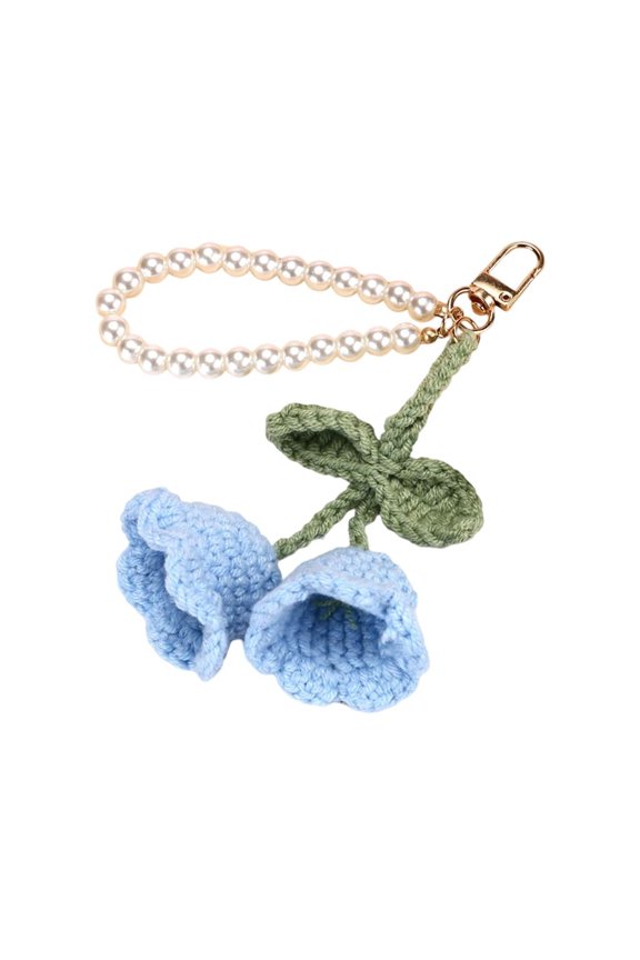 Handmade Knitted Flower Pendant Fashionable Key and Bag Decors Yarn Texture Present for Fashionable Accessory Lovers