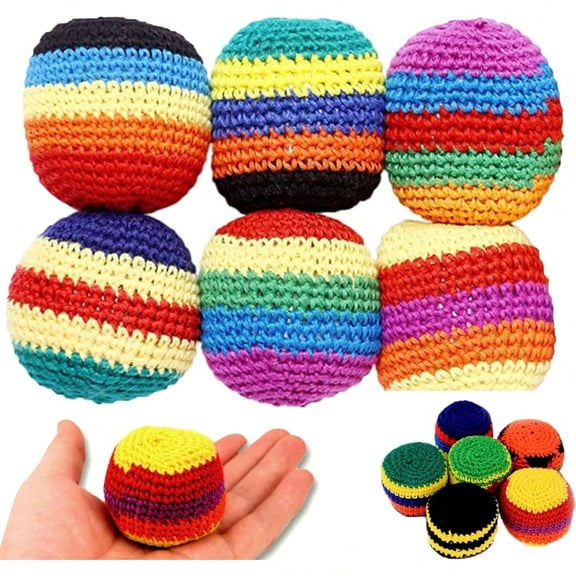 Handmade Knitted Hacky Sack Balls, Multicolor Dirtbag Hackey Sack Footbag, Classic Hackysack & Hacky-Sack Toy, Premium Hacky Sacks for Adults and Hacky Sacks for Kids