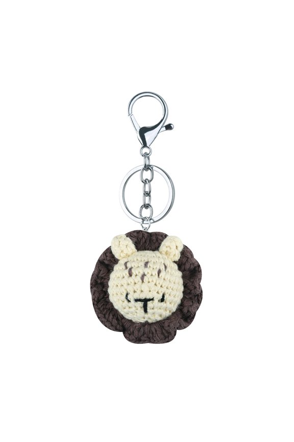 Handmade Knitted Head Keychain Crocheted Key Rings Key Holder Handbag Pendants Charm Jewelry for Women Girls