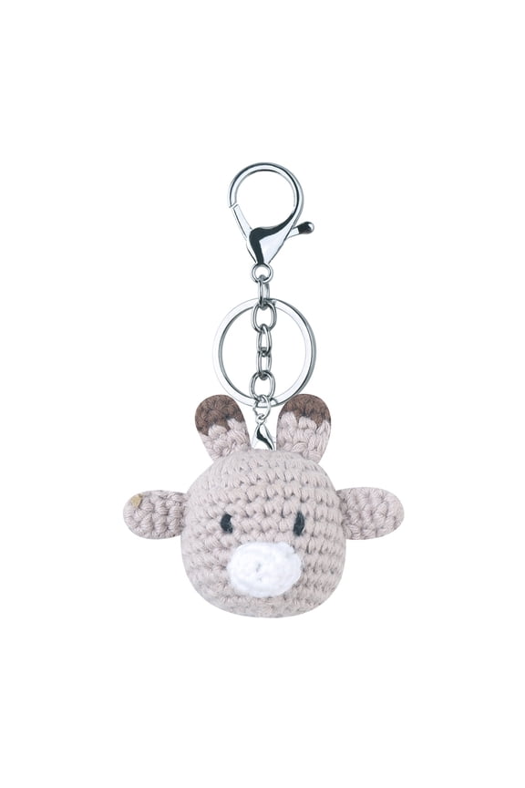 Handmade Knitted Head Keychain Crocheted Key Rings Key Holder Handbag Pendants Charm Jewelry for Women Girls
