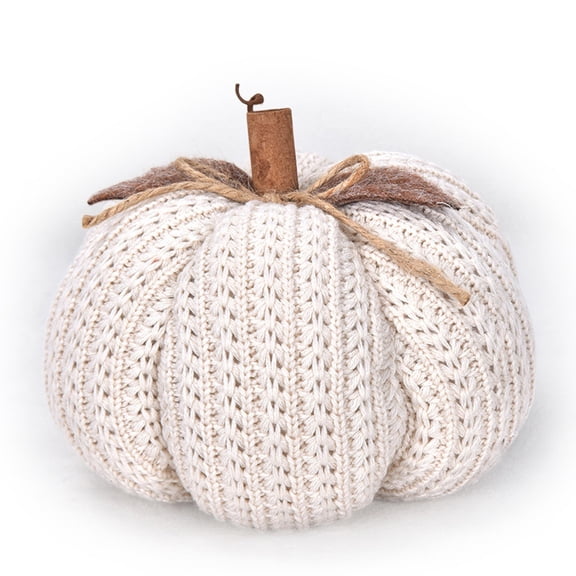 Handmade Knitted Pumpkins 7inch Fabric Wrapped Fall Crocheted for Kitchen Farmhouse