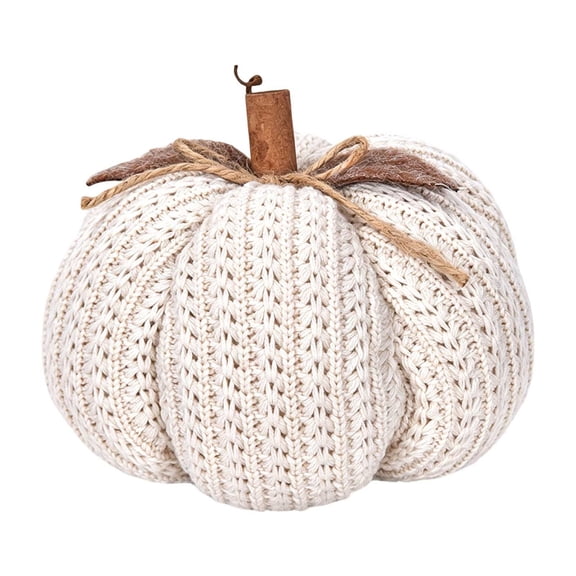 Handmade Knitted Pumpkins, Fabric Wrapped Fall Harvest Artificial Crocheted Pumpkin Figurine for Kitchen, Farmhouse, Thanksgiving & Holiday Display (7.09"x7.09"x5.91")