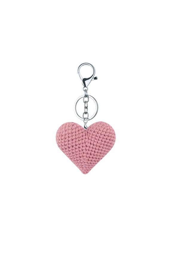 Handmade Knitted Star Keychain Keyring Cute Crocheted Heart Pendants Car Key Rings Handbag Charm Gift for Women Girls