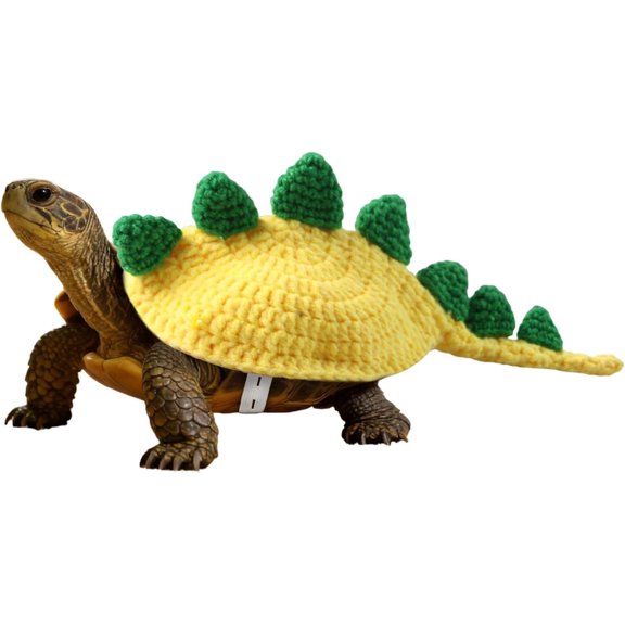 Handmade Knitted Turtle Sweater with Adjustable Strap, Crochet Tortoise Clothing for Small Pets, Cute Dinosaur-Style Turtle Costume for Photos & Parties, Funny Reptile Outfit