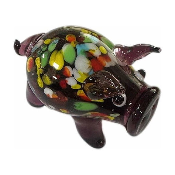 Handmade Lampwork 3D Pig Figurines for Home Desktop Decoration Medium Orchid 40mm