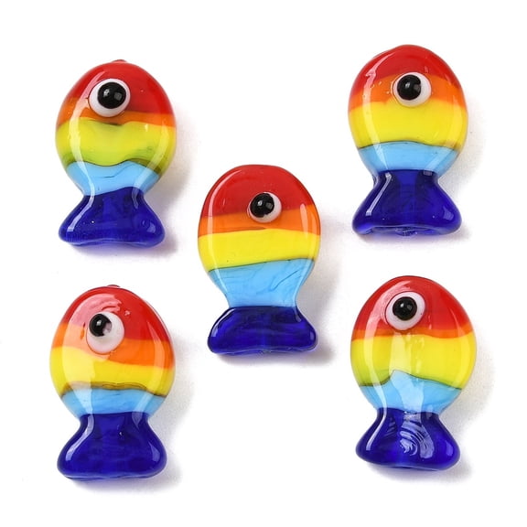 Handmade Lampwork Beads Colorful Fish 20x13mm DIY