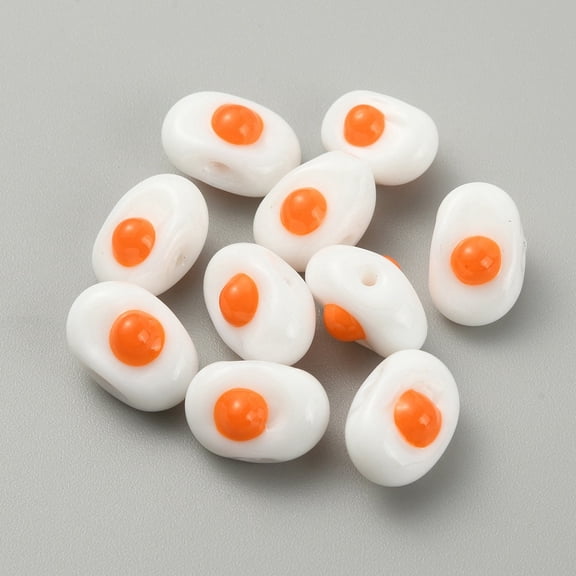 Handmade Lampwork Beads Egg Dark Orange 7x17x12mm Hole: 1.5mm DIY