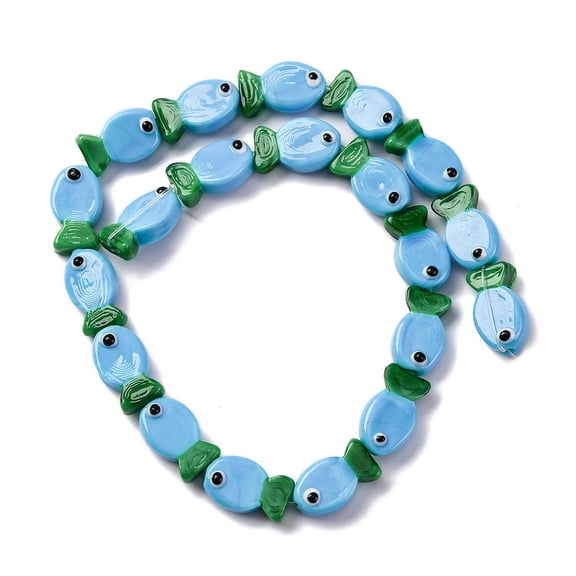 Handmade Lampwork Beads Fish Light Sky Blue 19.5~21x12~12.5x8~9mm Hole: 1.8mm Lampwork