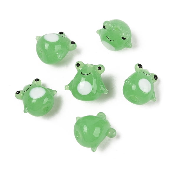 Handmade Lampwork Beads Frog Green 14~16x14~16mm Hole: 2mm