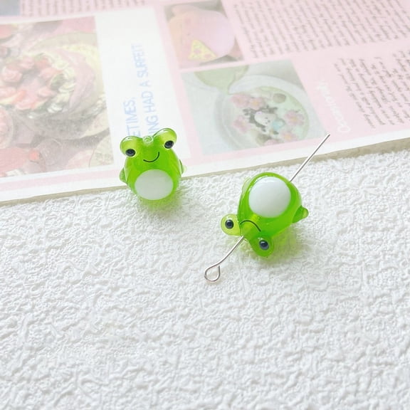 Handmade Lampwork Beads Green Frog 15x15mm