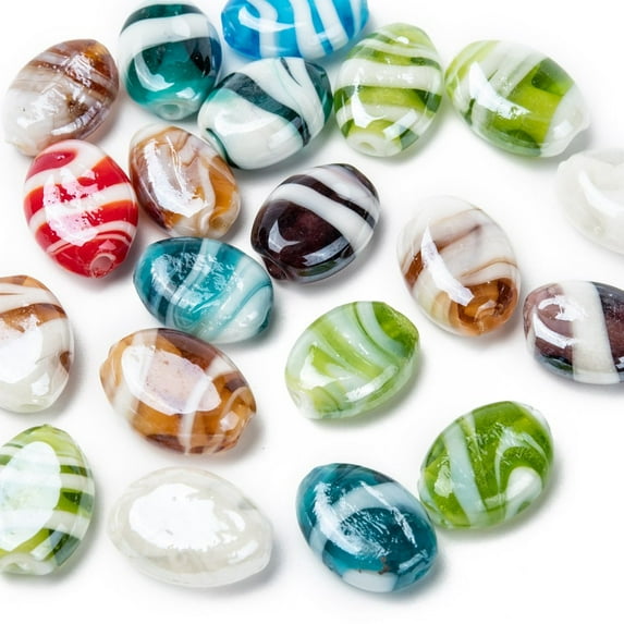 Handmade Lampwork Beads Pearlized Oval Mixed color 18x14x8mm Hole: 2mm 200pcs