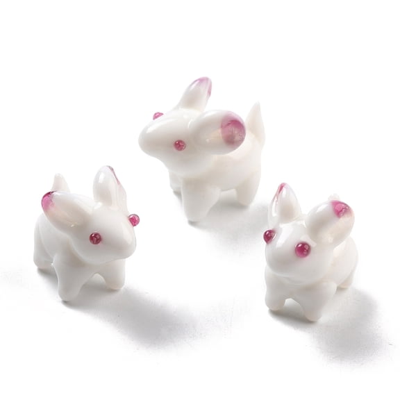 Handmade Lampwork Beads Rabbit White 20~22x12.5~13x20mm Hole: 1.4~1.6mm